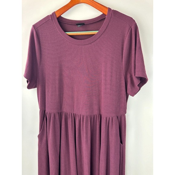 Torrid Burgundy Purple Rib Midi Dress Ribbed Short Sleeve Women's Plus Size 2 2X - Picture 9 of 12